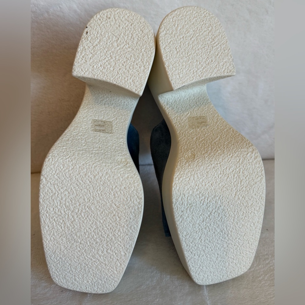 NEW Free People Zoe Platform Sandals in Blue Suede Made in Italy Size 39 - Picture 9 of 9